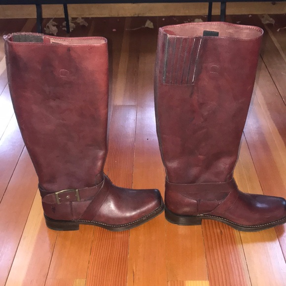 Red Frye Moto Buckle Knee High Boot. Never Worn. - Picture 3 of 5